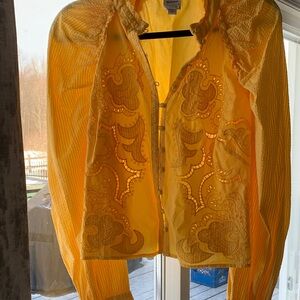 Maeve Yellow Eyelet Embroidered Button-Up Blouse